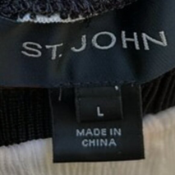 NWOT St. John Knits Elegant Black White Silk Ruched Tank  Top Large - Picture 8 of 12